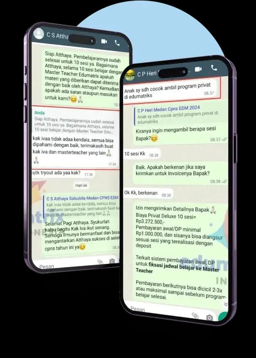 Tangkapan layar percakapan WhatsApp siswa Akademi ASN yang lulus CPNS berterima kasih atas bimbingan yang diberikan